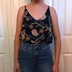 🌟4 for $20 Cotton On navy floral v neck blouse